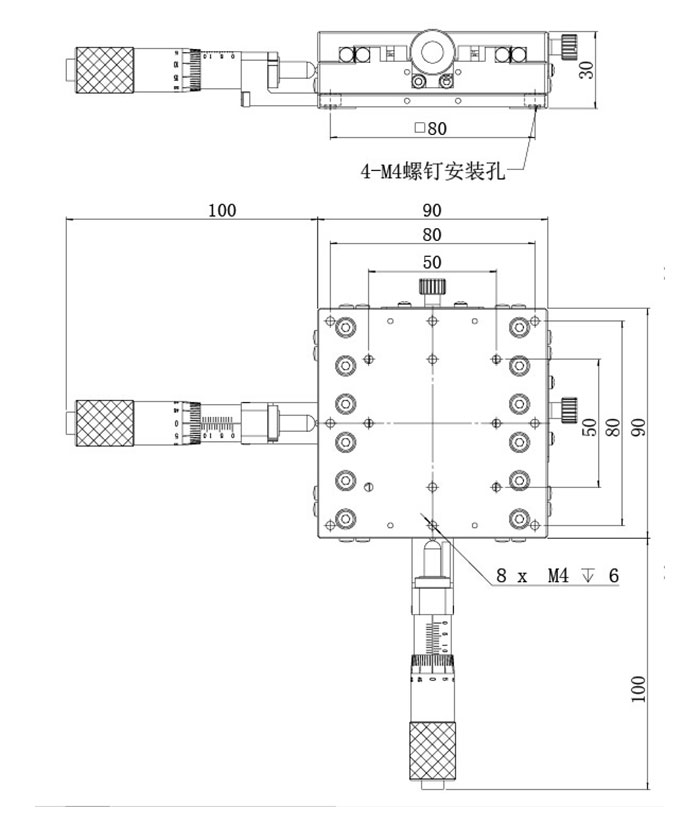 XY axis Cross Guide Sliding Table Manual Fine Tuning Platform S25-930J(L,C,R) 90*90
